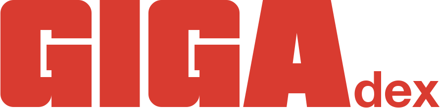 GIGA DEX logo in solid red